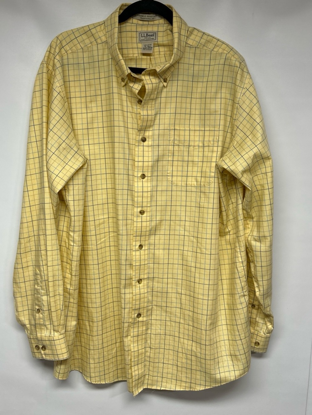 L.L. Bean Yellow Plaid Button-Down Dress Shirt